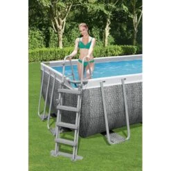 Piscine Bestway Rectangulaire Power Steel Décor Rotin 5,49 X 2,74 H1,22m -Ubbink || GRE || Intex Soldes Magasin piscine bestway rectangulaire power steel decor rotin 549 x 274 h122m 4