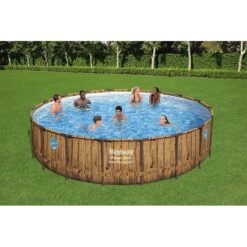 Piscine Bestway Ronde Power Steel Swim Vista Décor Bois 5,49 X H1,22m -Ubbink || GRE || Intex Soldes Magasin piscine bestway ronde power steel swim vista decor bois 549 x h122m 2