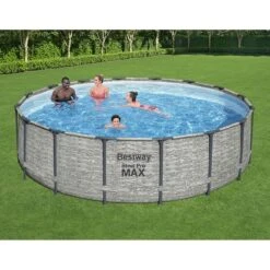 Piscine Bestway Ronde Steel Pro Max Decor Pierre 4,88 X H1,22m -Ubbink || GRE || Intex Soldes Magasin piscine bestway ronde steel pro max decor pierre 488 x h122m 2