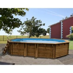 Piscine Bois Safran 6,37 X 4,12 X H1,33m -Ubbink || GRE || Intex Soldes Magasin piscine bois safran 637 x 412 x h133m 2